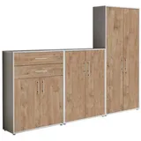 moebel-dich-auf Aktenschrank OFFICE EDITION (Set 55, 2x Aktenschrank niedrig + 1x Aktenschrank hoch) abschließbar, Metallgriffe grau