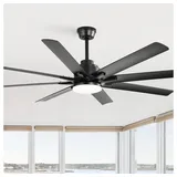 BBG Deckenventilator 52 Zoll Deckenventilator mit LED-Beleuchtung, dimmbar, Fernbedienung, DC-Motor, 8 ABS-Flügeln, Reversierfunktion Sommer-/Winterbetrieb schwarz