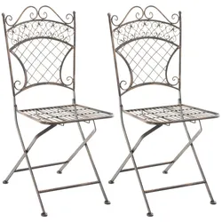 CLP 2er Set Eisen-Klappstuhl Adelar im nostalgischen Design I Klappbarer Gartenstuhl mit edlen Verzierungen I Verschiedenen Farben erhältlich