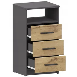 OEM Schubladenkommode 40 x 75 x 35 cm Anthrazit / Wotan Eiche