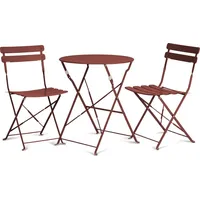 Vanage Bistro Set Balkon Balkonmöbel klappbar Set 3-teilig in rot, pulverbeschichteter Stahl, wetterbeständig, wasserfest, Besteht... | Rot