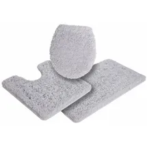 Möve Badematte »Essentail/Superwuschel«, Höhe 40 mm, rutschhemmend beschichtet, strapazierfähig, Microfaser-Badematte, Badteppich, rechteckig, rund & als 3-tlg. Set, 3 St., Polyester, silberfarben (silver) Einfarbige Badematten