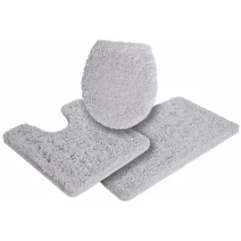 Möve Badematte »Essentail/Superwuschel«, Höhe 40 mm, rutschhemmend beschichtet, strapazierfähig, Microfaser-Badematte, Badteppich, rechteckig, rund & als 3-tlg. Set, 3 St., Polyester, silberfarben (silver) Einfarbige Badematten