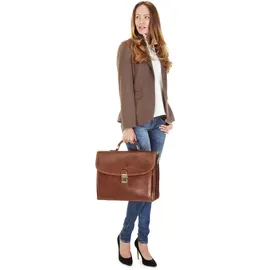 Piké Aktentasche echt Leder, Made in Italy braun