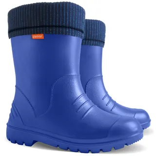 Demar Ultraleichte Kinder Warm Gefüttert Regenstiefel Gummistiefel Gummistiefel Dino, blau, 24 EU - 24 EU