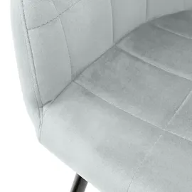 ECD Germany 2er Set Grau | Samtbezug, Armlehnen, Metallbeine, ergonomische Esszimmer- & Küchenstühle