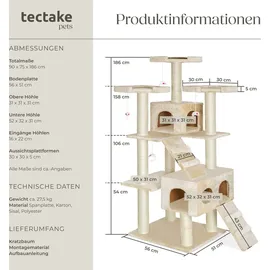 Tectake Knuti 186 cm beige