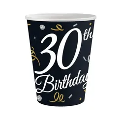 Party Pappbecher 200 ml 6 Stück Happy Birthday 30