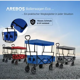 Arebos Bollerwagen faltbar blau inkl. 2 Netztaschen und Außentasche