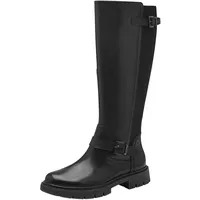 TAMARIS COMFORT Damen Hohe Stiefel ohne Absatz mit Reißverschluss mit Schnallen, Schwarz (Black), 38 EU - 38 EU