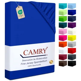 Camry Spannbettlaken Jersey 90 x 200 - 100 x 200 cm Royalblau