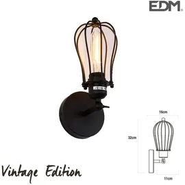 EDM Vintage 32105 E27, 60w Wandleuchte - Black - One Size
