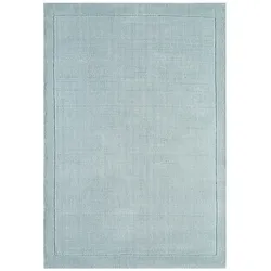 Wollteppich handgewebt strukturiert | 120x170cm, Florhöhe 0,9cm, Gesamthöhe 1,9cm | Hellblaugrün | weich, robust | Wohnzimmer | STOW | Kadima Design