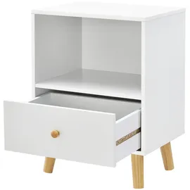 [en.casa] Beistelltisch, Weiß Holzwerkstoff, 1 Schubladen, Rechteckig, 40x54x30 cm Wohnzimmer, Wohnzimmertische, Couchtische