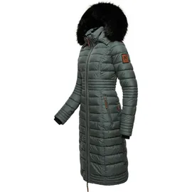 Navahoo Damen Wintermantel Warmer Steppmantel lang mit Kapuze Umay Stormy Blue Gr. XL - XL