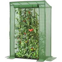 LARMNEE Gewächshaus, Tomatengewächshaus, Gewächshaus Klein, Foliengewächshaus, Tomatenhaus Stabil, mit PE Gitterfolie und Tür zum Aufrollen, 100 x 50 x 150 cm, Gemüse, Blumen, Garten, Grün EGN15GH02G1