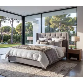 Mendler Polsterbett HWC-N59 180 x 200 cm Massivholz grau