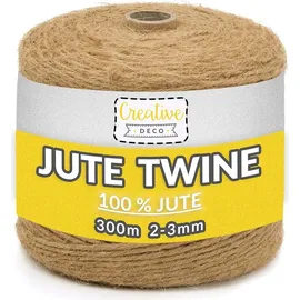 Creative Deco Juteschnur 300m 2-3 mm 3-lagig Braun/Bronze