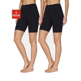 VIVANCE ACTIVE, Damen, Gr. 40/42, N-Gr, schwarz (2x schwarz), Single Jersey, Obermaterial: 95% Baumwolle, 5% Elasthan, unifarben, Basic, figurbetont ca. Mitte Oberschenkel, Hosen Radlerhose, mit Gummibund, Loungewear, Topseller