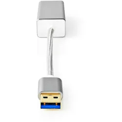 Nedis USB Network Adapter - USB 3.2 Gen 1 - 1 Gbps - USB-A Male - RJ45 Female - 0.20 m - Round - Gold Plated - Bare Copper - Silver - Cover Window Box