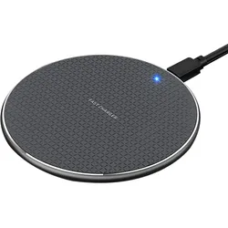QI Wireless Ladestation Induktives Laden für Apple iPhone, Samsung, Google Pixel, Xiaomi, etc. inkl. Kabel [Schwarz]
