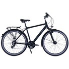 HAWK Trekking Premium Fahrrad, Black Herren 28 Zoll, Rahmenhöhe 52cm, Fahrrad mit Microshift 24 Gang Kettenschaltung & Beleuchtung I Allrounder I Schwarz