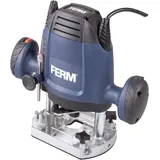 FERM Oberfräse 6,8 mm - 1200W - Variable Geschwindigkeit - 3m Kabel - Inkl. 3-teiliges Fräserset, Kopierring, Parallelführung und Übergabepunkt