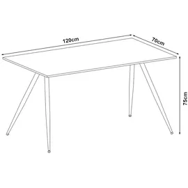 [en.casa] Esstisch Fitjar für 4 Personen 120 x 70 cm Beton-Optik