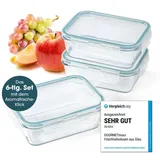 GOURMETmaxx Glas-Frischhaltedosen Klick-It 3 Dosen 900 ml | Als Brotdose oder für Meal Prep | Spülmaschinen- Mikrowellen- und Gefrierschrankgeeignet | Aufbewahrungsbox-Deckel