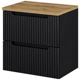 [en.casa] Waschtischunterschrank Skelbolu 60,4 x 59,5 x 40 cm Schwarz/Eiche