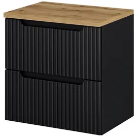 [en.casa] Waschtischunterschrank Skelbolu 60,4 x 59,5 x 40 cm Schwarz/Eiche