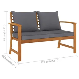 vidaXL Garten-Lounge-Set 3-tlg. natur/dunkelgrau