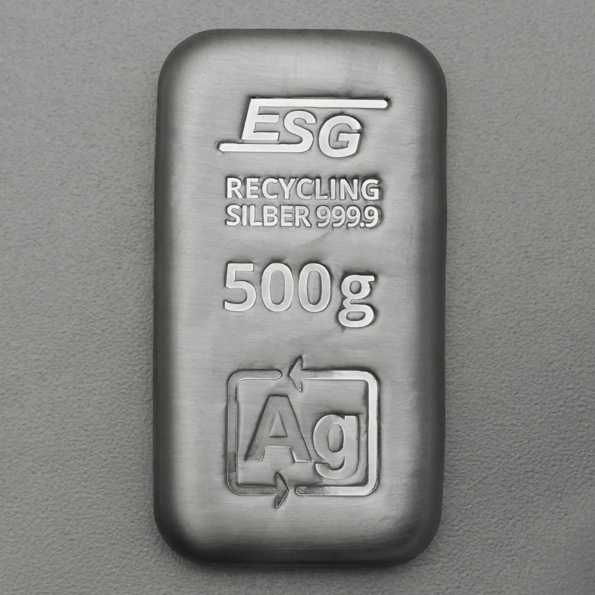 Silberbarren 500g ESG gegossen gravierbar Recyclingsilber