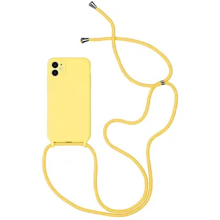 Sitthyw Handykette Hülle iPhone 12 Pro Silikon mit Band(Abnehmbar) Handy Kette Cover Stoßfest Abdeckung mit Kordel zum Umhängen Lanyard Case Schutzhülle mit Schnur für iPhone 12 Pro, Gelb