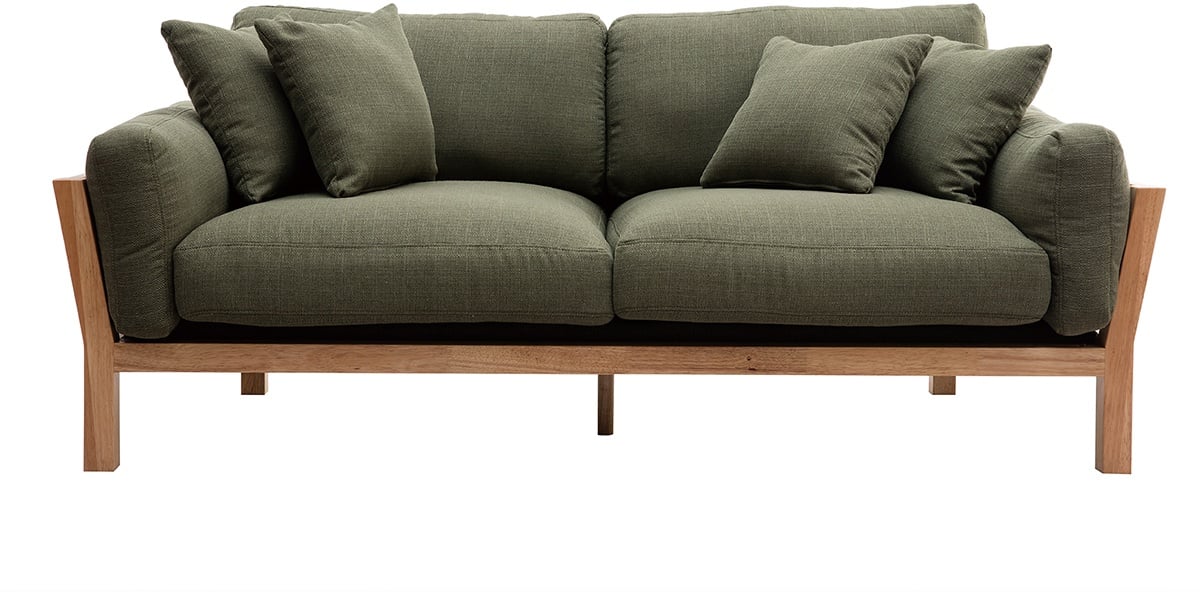 KYO Khaki skandinavisches 3-Sitzer-Sofa mit abnehmbaren Bezügen