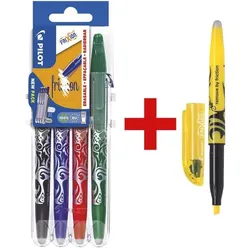 Pilot 4er-Pack »FriXion Ball 0.7« inkl. Textmarker »Frixion« schwarz