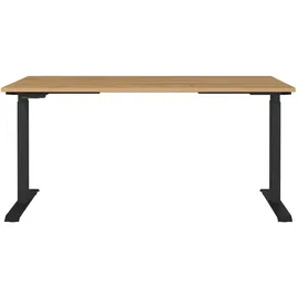 Germania JET höhenverstellbarer Schreibtisch grandson-eiche rechteckig, T-Fuß-Gestell schwarz 160,0 x 80,0 cm