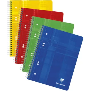 Clairefontaine 8570C - Packung mit 5 Collegeblöcken DIN A5 mit Ringbuchlochung, 6-fach gelocht, 80 Blatt blanko, 90g, sortiert, 1 Pack