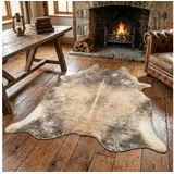 Gino Falcone Kuhfell Teppich | Kunstfell, Rinderfell Imitat, Kuhmotiv, Fellform | 70 x 90 cm | Braun Emilia