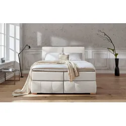 Boxspringbett "Wehma", beige (natur), B:170cm L:233cm, Struktur fein (100% Polyester), GUIDO MARIA KRETSCHMER HOME & LIVING, Komplettbetten, Boxspringbett, inkl. Topper in 3 verschiedenen Matratzen, auch in Samtstoff