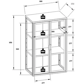 VCM Vitrine Glas Flokas Weiß