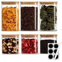 classbach Vorratsdosen mit Deckel transparent 1 l 6-teiliges Set