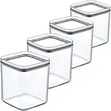 Centi 4er Set Vorratsdosen mit Deckel Aufbewahrungsbox 1L transparent eckig
