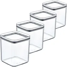 Centi 4er Set Vorratsdosen mit Deckel Aufbewahrungsbox 1L transparent eckig