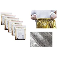 lauroo Notfall-Rettungsdecke – 160x210 cm Gold– Wärmefolie für Erste Hilfe, Sonnenschutz, Survival, Camping, Wind- Wasserdicht, Einzeln verpackt – 5 Stück