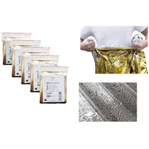 lauroo Notfall-Rettungsdecke – 160x210 cm Gold– Wärmefolie für Erste Hilfe, Sonnenschutz, Survival, Camping, Wind- Wasserdicht, Einzeln verpackt – 5 Stück