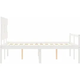 vidaXL Seniorenbett mit Kopfteil Weiß Massivholz