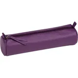 Clairefontaine 410163C Schlampermäppchen rund, aus Lammleder, Ø5,5 x 22 cm, 1 Stück, Violett