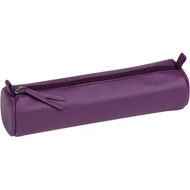 Clairefontaine 410163C Schlampermäppchen rund, aus Lammleder, Ø5,5 x 22 cm, 1 Stück, Violett