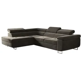 kaiser möbel Ecksofa mit schlaffunktion und bettkasten, Eckcouch ATOM BRAUN Links - Braun